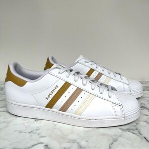 Adidas Originals Superstar Sneakers White Golden Beige Magic Beige Mens Size 13